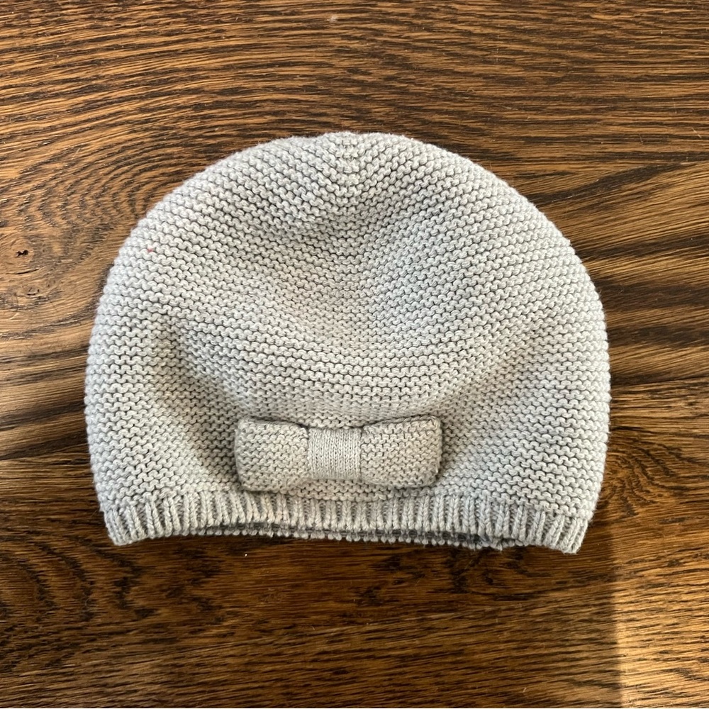 Jacadi Gray Knit Bow Beanie for Kids